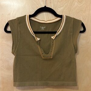 Urban Outfitters Olive Ribbed Crop Top